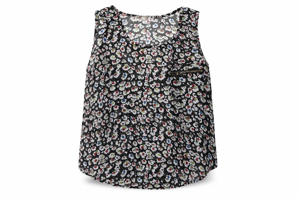 Cameo Rose Womens Black Floral Basic Blouse Size S