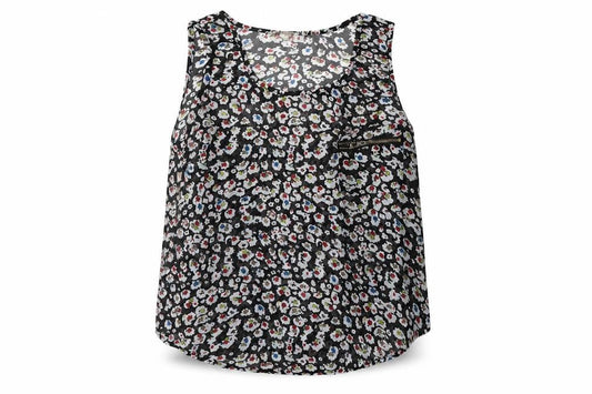 Cameo Rose Womens Black Floral  Basic Blouse Size S