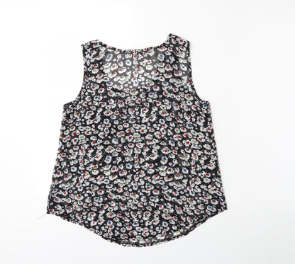 Back view of Cameo Rose women’s black floral basic blouse, size S