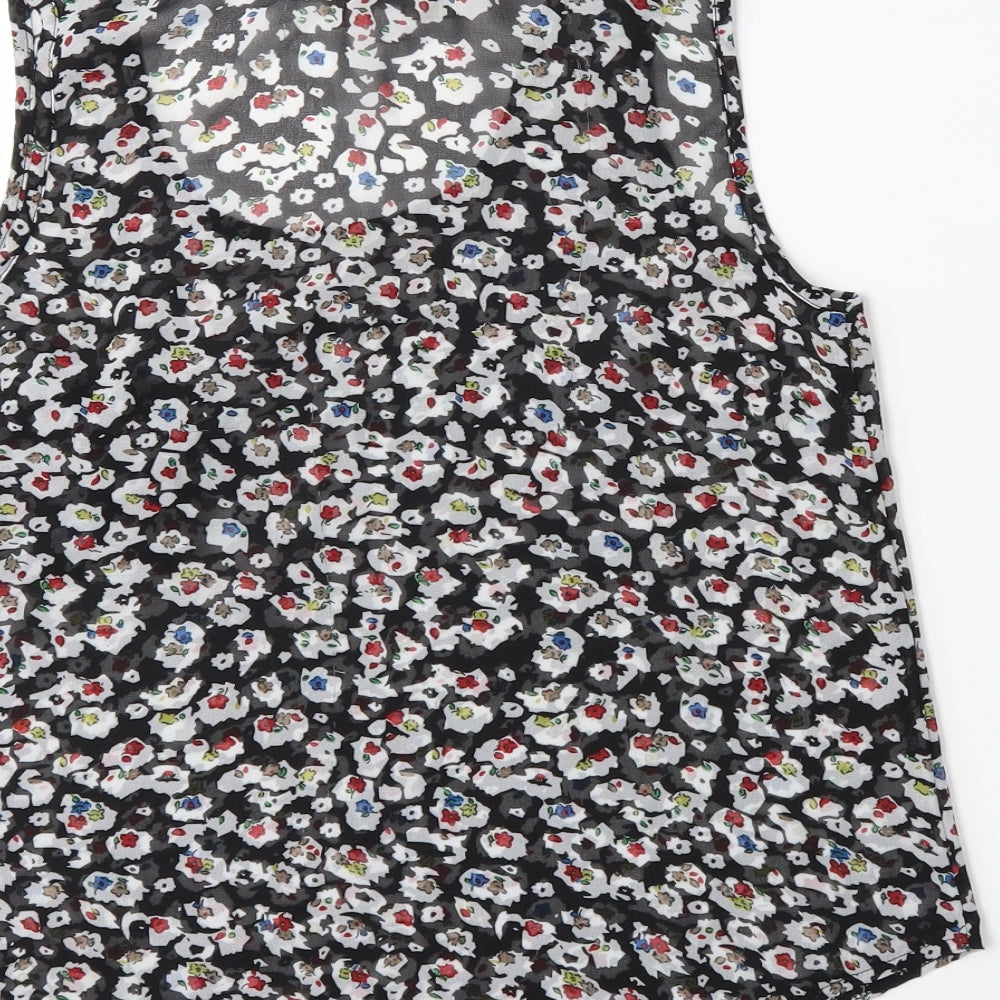 Cameo Rose Womens Black Floral  Basic Blouse Size S