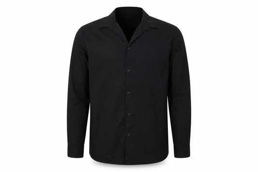Front view of Cedarwood State men’s black button-up, size 16