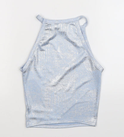 Back view of New Look girls’ silver basic tank, size 9, years