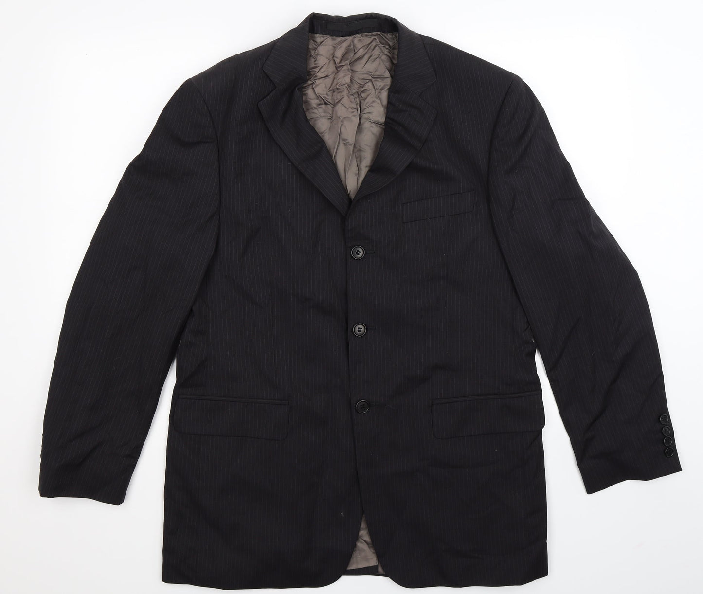 Marks and Spencer Mens Black Striped  Jacket Suit Jacket Size 40