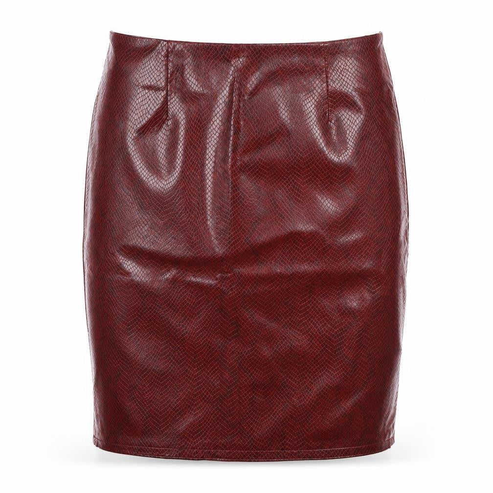 Preworn Womens Brown Animal Print  Straight & Pencil Skirt Size 28 in  - Faux Leather