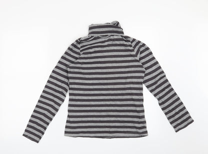 Additional front view of La Redoute women’s grey striped henley sweatshirt, size UK 10