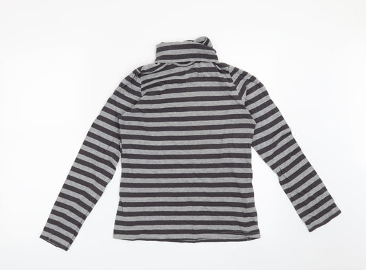 La Redoute Womens Grey Striped  Henley Sweatshirt Size 10