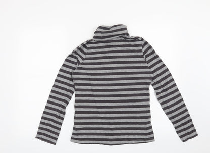 Back view of La Redoute women’s grey striped henley sweatshirt, size UK 10