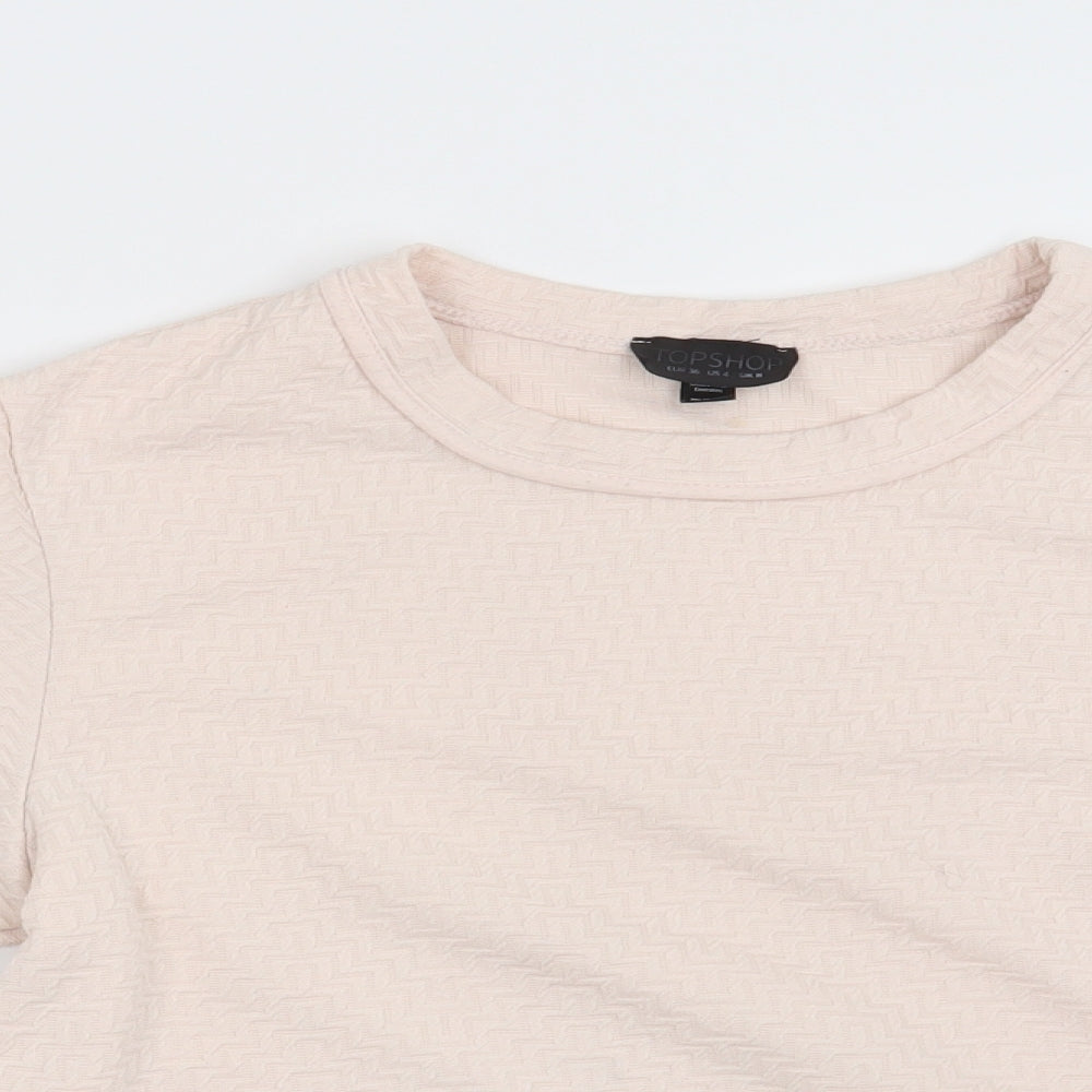 Topshop Womens Pink Geometric  Pullover Sweatshirt Size 8