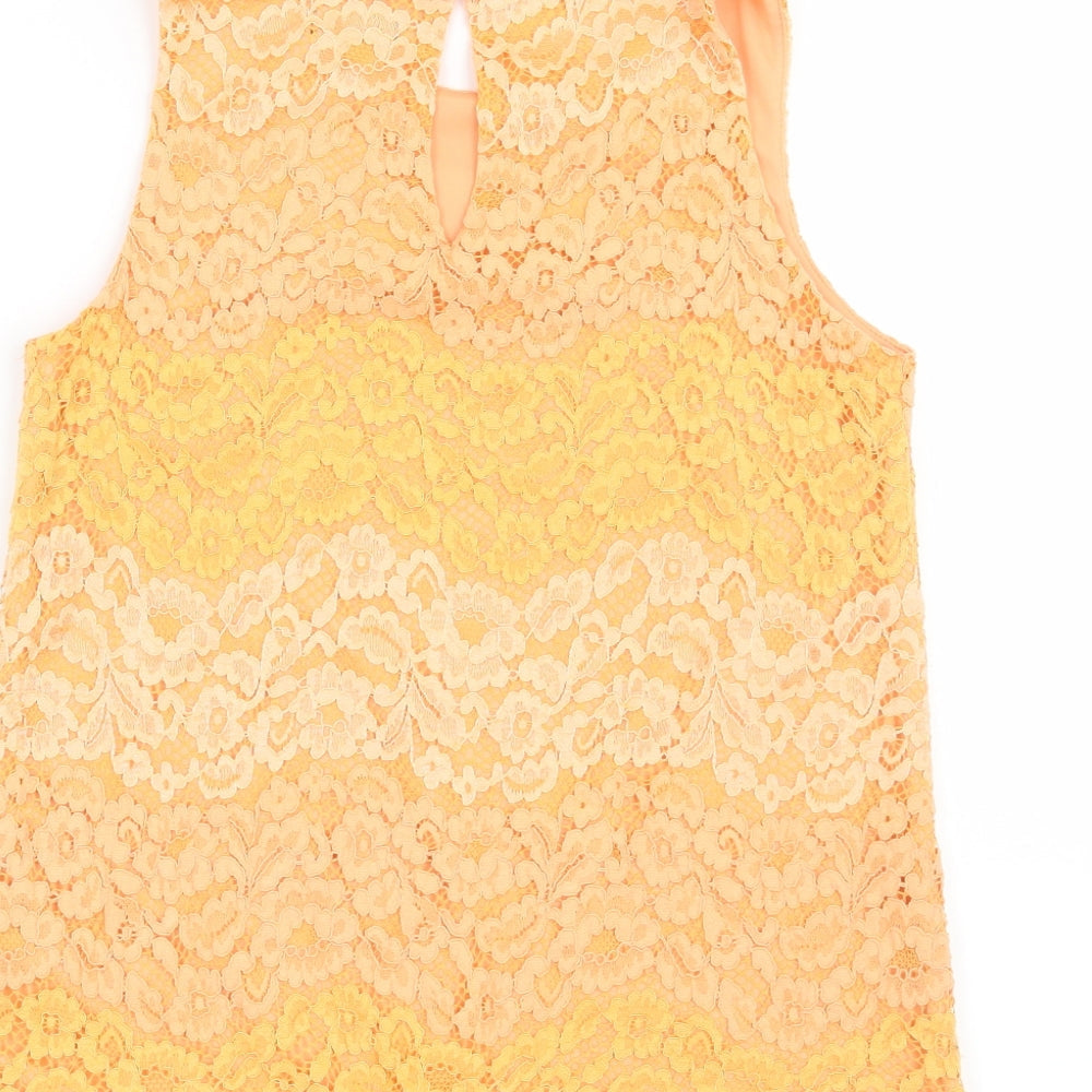 F&F Womens Orange Floral  Basic Blouse Size 6