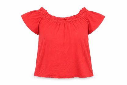 Front view of Primark women’s red basic blouse, size UK 6