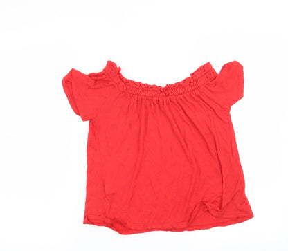 Back view of Primark women’s red basic blouse, size UK 6