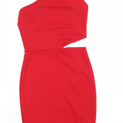 Preloved Pretty Little Thing Womens Red   Bodycon  Size 4 - Label
