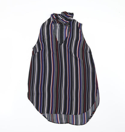 Front view of Atmosphere women’s black striped basic blouse, size UK 8