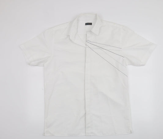 Etcetera Mens White    Button-Up Size M