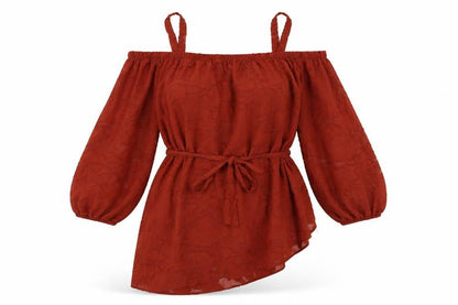 Front view of Soon women’s orange basic blouse, size UK 14