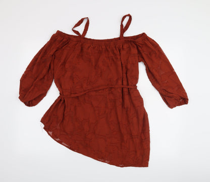 Back view of Soon women’s orange basic blouse, size UK 14
