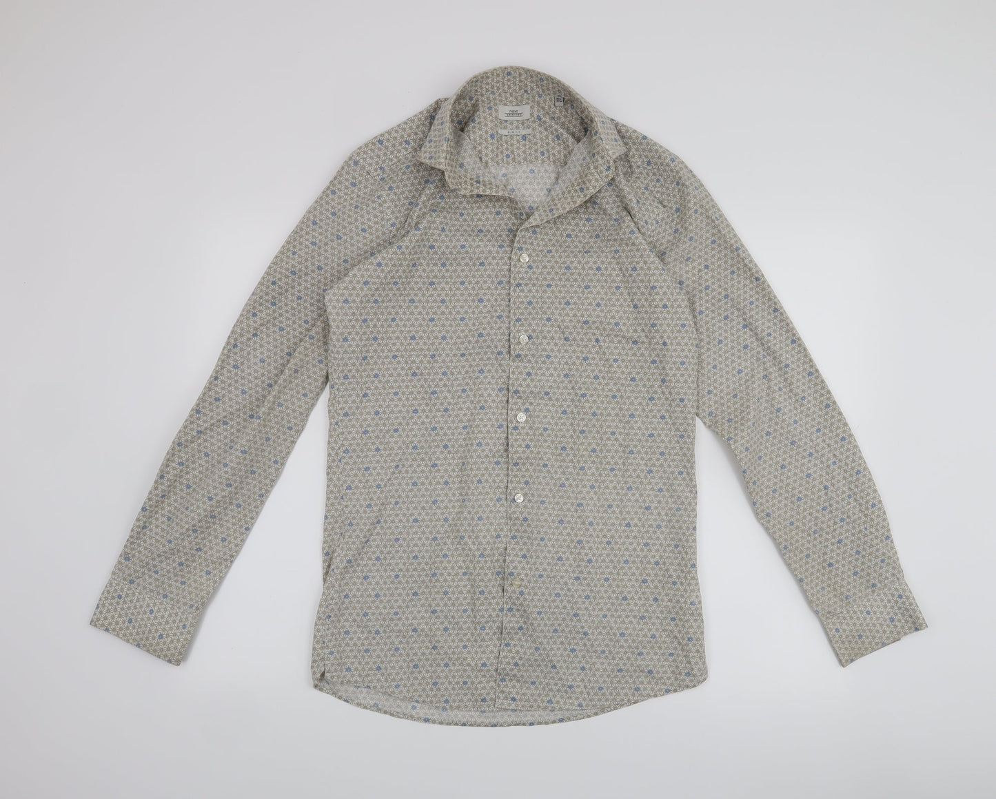 NEXT Mens Beige    Button-Up Size 14.5