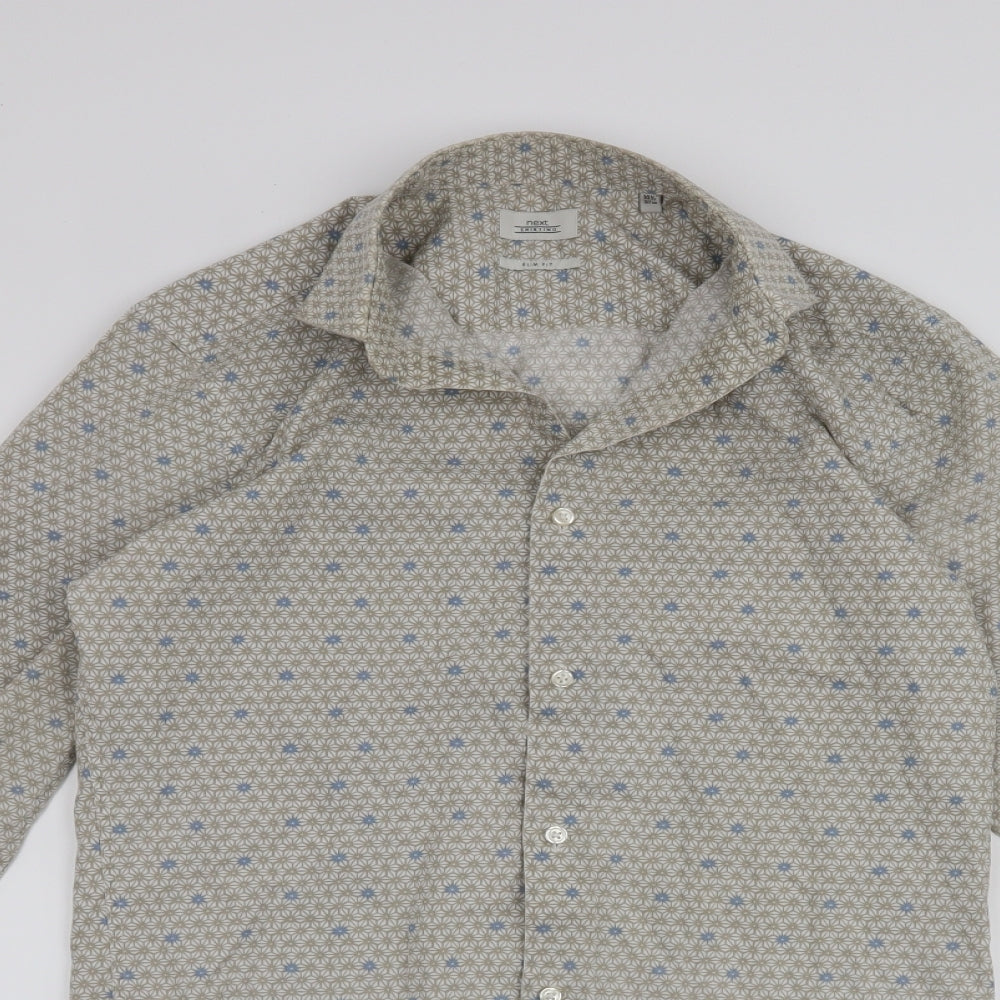 NEXT Mens Beige    Button-Up Size 14.5