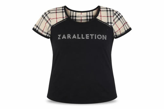 Front view of EVER women’s black check basic t-shirt, size 2XL