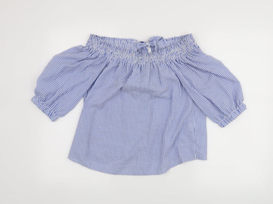 Atmosphere Womens Blue Striped  Basic Blouse Size 6