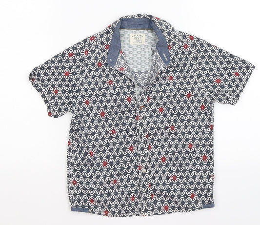 NEXT Boys Blue Geometric  Basic Button-Up Size 4 Years