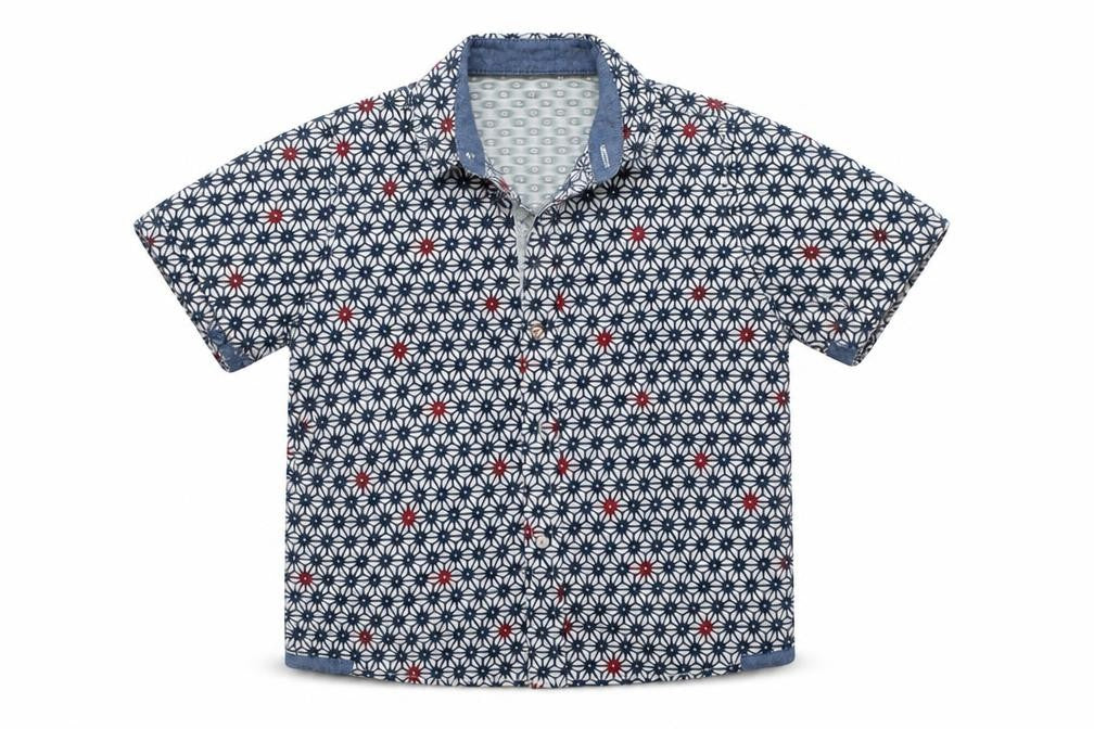 Next Boys Blue Geometric  Basic Button-Up Size 4 Years