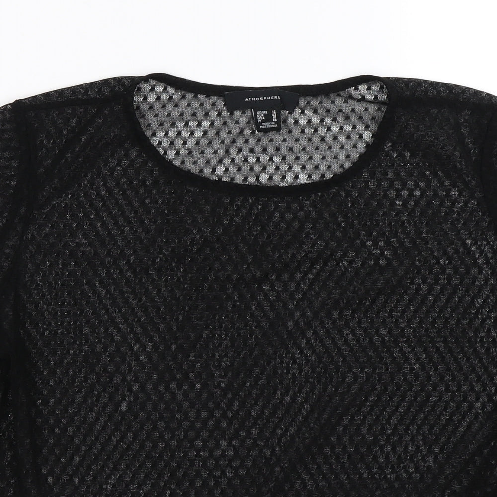 Atmosphere Womens Black Polka Dot Mesh Tunic Blouse Size 14  - peplum hem