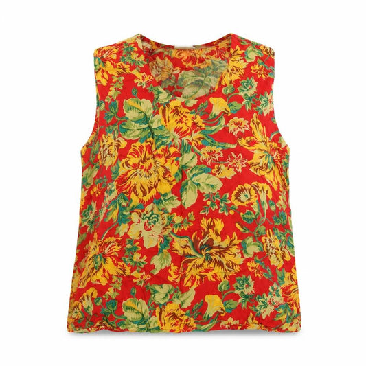 Front view of George women’s red floral tunic tank, size UK 14