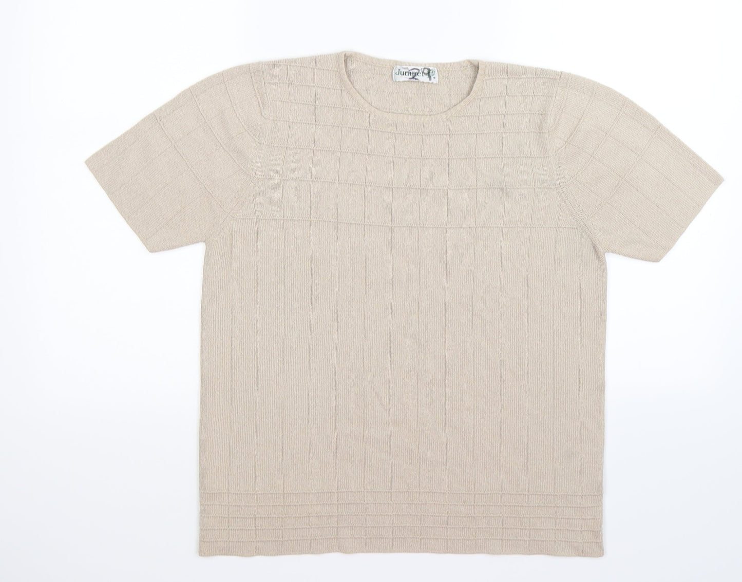 Jumper Womens Beige Check Knit Pullover Jumper Size M