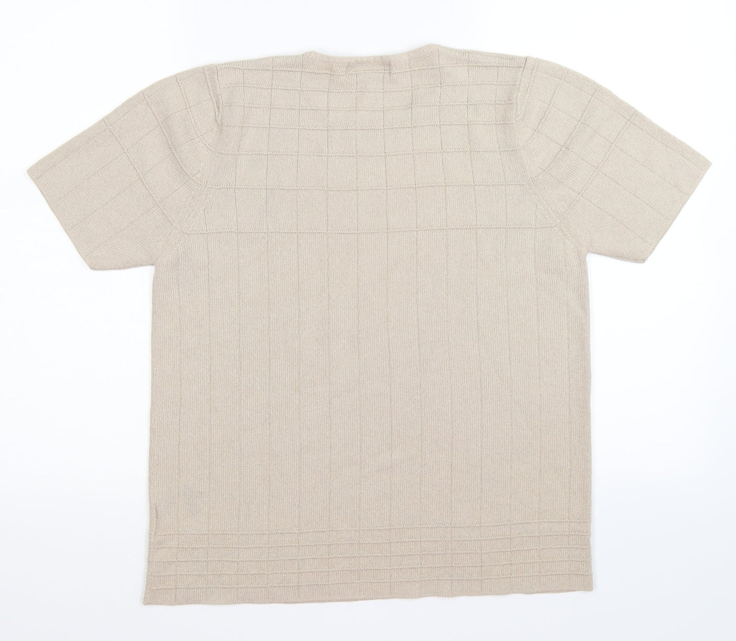 Jumper Womens Beige Check Knit Pullover Jumper Size M