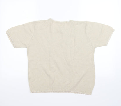 Back view of berketex women’s beige floral knit jumper, size UK 14