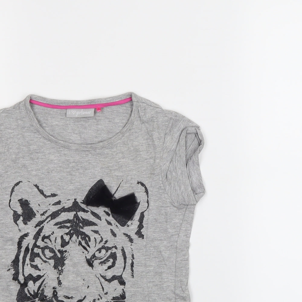 I love girls wear Girls Grey   Basic T-Shirt Size 7 Years