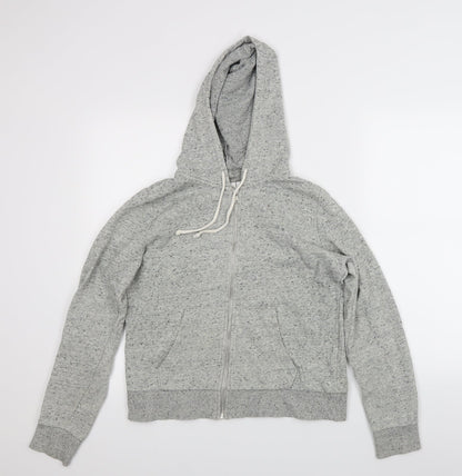 Front view of Divided men’s grey full zip hoodie, size M