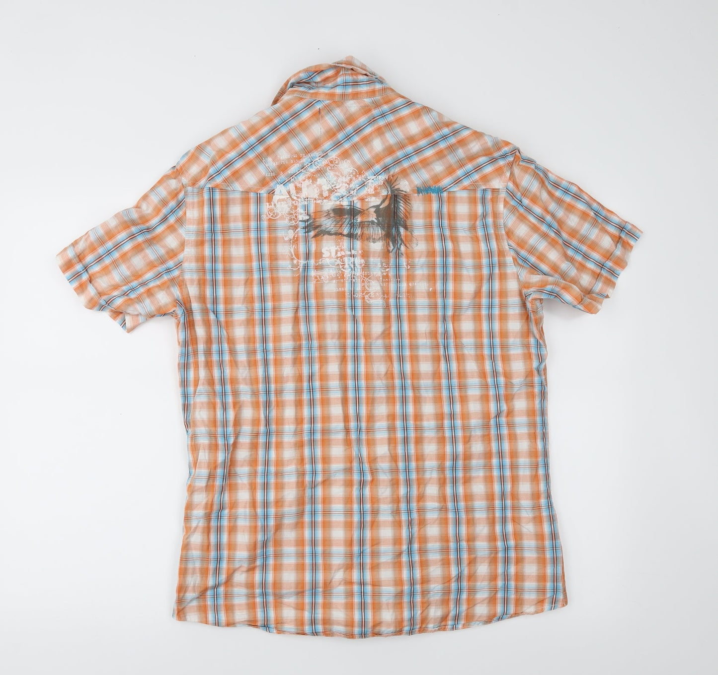 Burton Mens Orange Plaid   Button-Up Size M