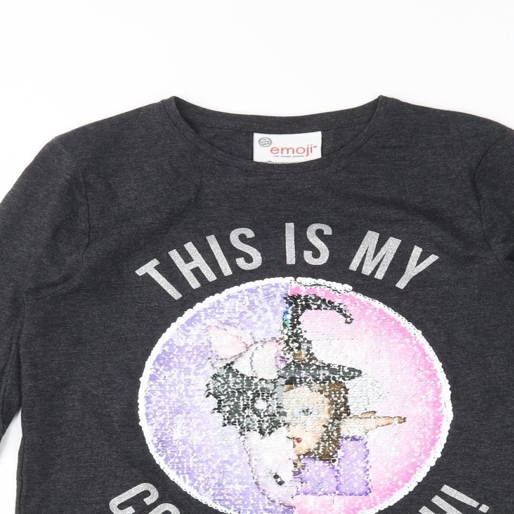 Emoji Girls Grey   Basic Casual Size 11-12 Years  - Reversible sequins