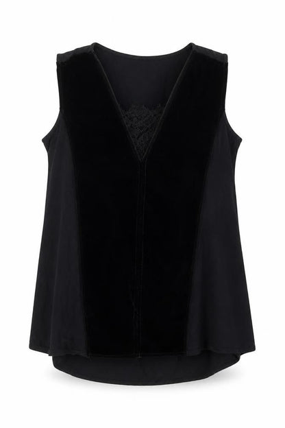 Front view of River Island women’s black basic tank, size UK 8