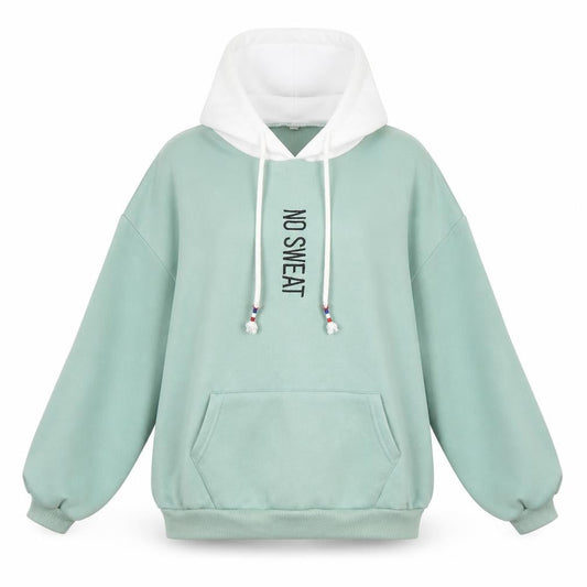 Front view of women’s purple pullover hoodie, size M