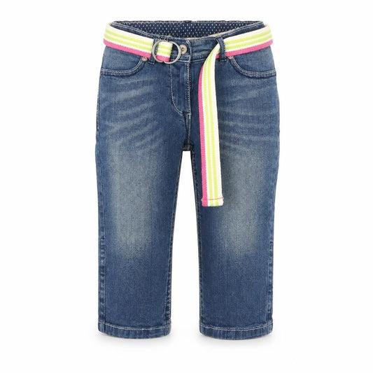 Front view of Indigo girls’ blue straight jeans, size 9, years