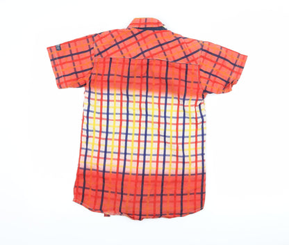 Back view of button boy boys’ red check basic button-up, size 10, years
