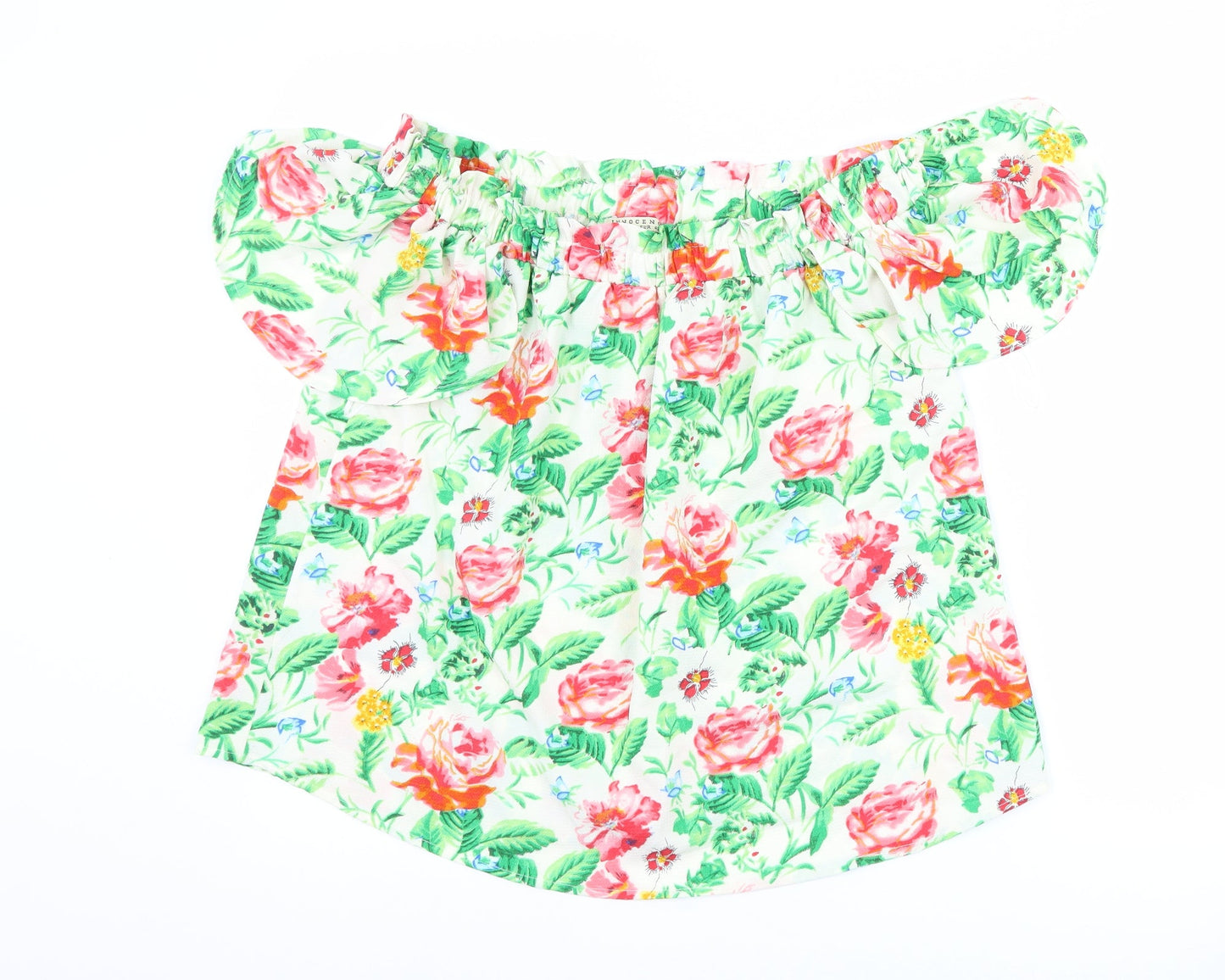 Innocence Womens White Floral  Basic T-Shirt Size 14
