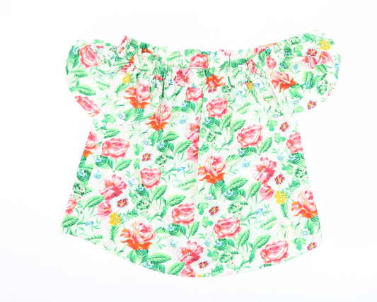Innocence Womens White Floral  Basic T-Shirt Size 14