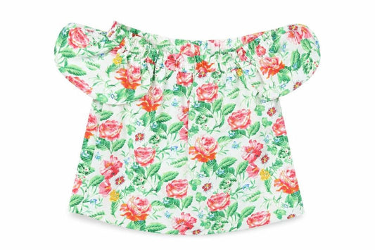 Front view of Innocence women’s white floral basic t-shirt, size UK 14