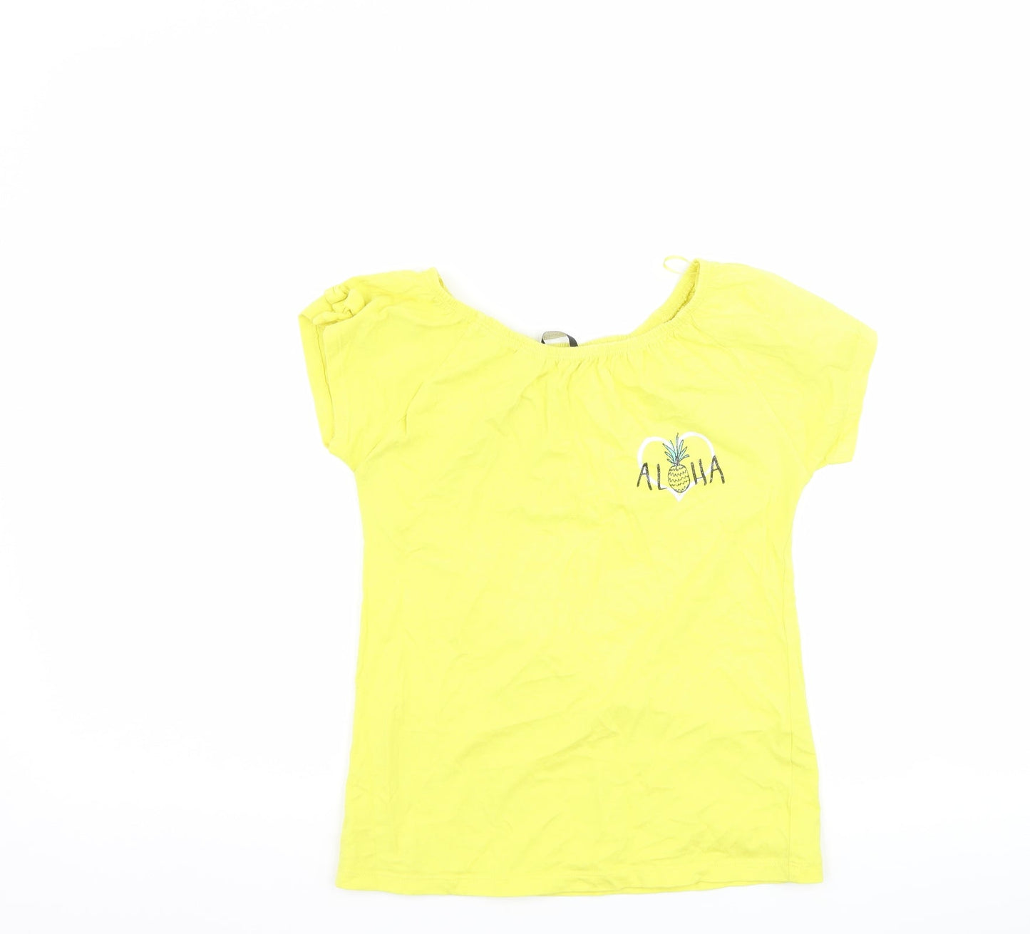 George Girls Yellow   Basic T-Shirt Size 10-11 Years  - Aloha