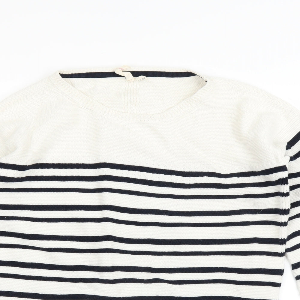 Preworn Womens White Striped  Pullover Jumper Size 10