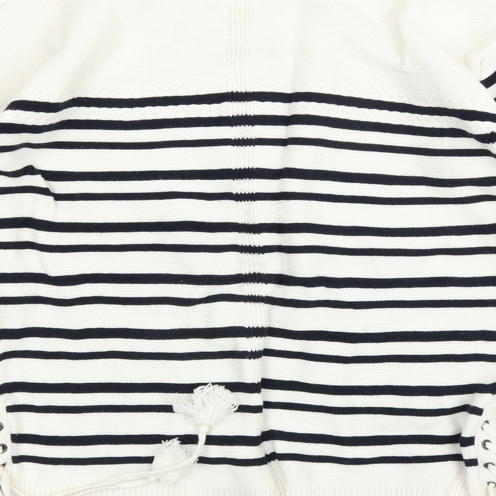 Preworn Womens White Striped  Pullover Jumper Size 10