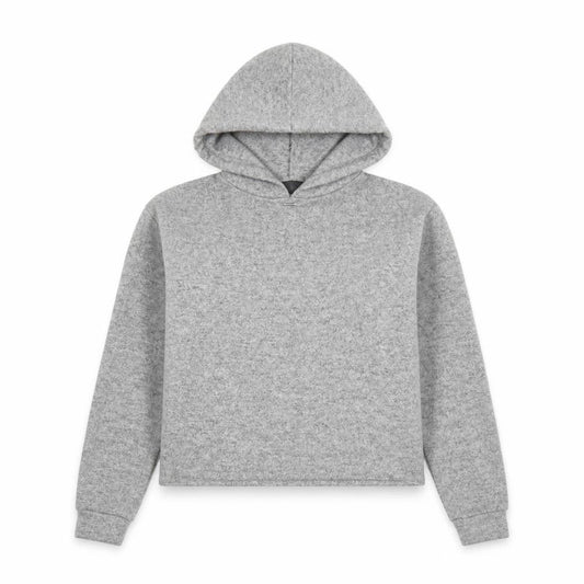 Front view of Primark women’s grey pullover hoodie, size UK 6