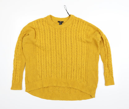 Front view of H&M women’s yellow jumper, size M