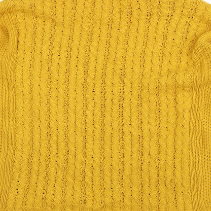 Brand and care label for H&M women’s yellow jumper, size M