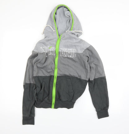 Additional front view of green men’s grey pullover hoodie, size XS