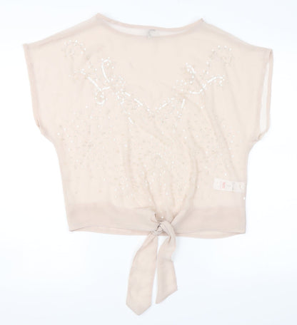 Additional front view of Evie women’s pink basic blouse, size UK 8